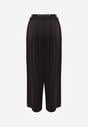 Czarne Szerokie Spodnie z Wysokim Stanem z Domieszką Bawełny i Geometryczną Klamrą Syliteia