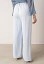 Niebieskie Szerokie Spodnie z Wysokim Stanem z Domieszką Bawełny i Geometryczną Klamrą Syliteia