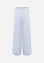 Niebieskie Szerokie Spodnie z Wysokim Stanem z Domieszką Bawełny i Geometryczną Klamrą Syliteia