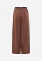 Brązowe Szerokie Spodnie z Wysokim Stanem z Domieszką Bawełny i Geometryczną Klamrą Syliteia