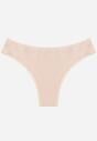 Beżowe Majtki z Bawełną Typu Stringi Ozdobione Koronką Cirilise