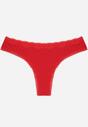 Czerwone Majtki z Bawełną Typu Stringi Ozdobione Koronką Cirilise