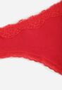 Czerwone Majtki z Bawełną Typu Stringi Ozdobione Koronką Cirilise