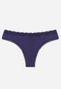 Granatowe Majtki z Bawełną Typu Stringi Ozdobione Koronką Cirilise