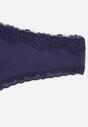 Granatowe Majtki z Bawełną Typu Stringi Ozdobione Koronką Cirilise