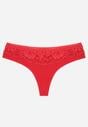Czerwone Majtki Stringi z Bawełną Ozdobione Koronką Thelanthe
