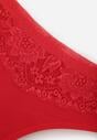 Czerwone Majtki Stringi z Bawełną Ozdobione Koronką Thelanthe