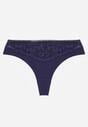 Granatowe Majtki Stringi z Bawełną Ozdobione Koronką Thelanthe