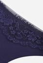 Granatowe Majtki Stringi z Bawełną Ozdobione Koronką Thelanthe