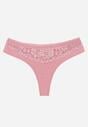 Różowe Majtki Stringi z Bawełną Ozdobione Koronką Thelanthe