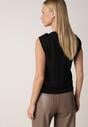 Czarna Dzianinowa Bluzka z Wiskozy Bez Rękawów z Biżuteryjną Aplikacją Orinera