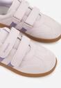 Fioletowe Buty Sportowe Sneakersy ze Skórzaną Wkładką i Ozdobnymi Paskami  Menilane