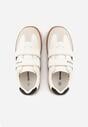 Beżowe Buty Sportowe Sneakersy ze Skórzaną Wkładką i Ozdobnymi Paskami  Menilane