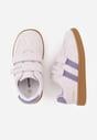 Fioletowe Buty Sportowe Sneakersy ze Skórzaną Wkładką Napisami i Paskami Nemoreli