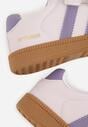 Fioletowe Buty Sportowe Sneakersy ze Skórzaną Wkładką Napisami i Paskami Nemoreli