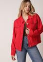 Czerwona Bawełniana Kurtka Jeansowa Perimea