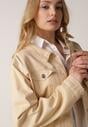 Beżowa Bawełniana Kurtka Jeansowa Perimea