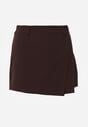 Brązowe Eleganckie Spódnico-Szorty z Wysokim Stanem o Asymetrycznym Kroju Tinalina