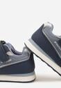 Granatowe Buty Sportowe Sneakersy ze Skórzaną Wkładką i Siateczkowymi Wstawkami Phaethiax