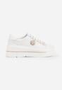 Białe Sneakersy na Koturnie ze Skóry Naturalnej z Ozdobami Cnassophe