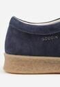 Granatowe Zamszowe Półbuty ze Skórzaną Wkładką i Ozdobnymi Przeszyciami Olenos