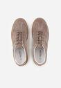 Ciemnobeżowe Sneakersy z Zamszu Naturalnego ze Skórzaną Wkładką i Przeszyciami Muririal