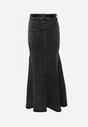 Czarna Bawełniana Spódnica Denimowa o Kroju Syrenki z Paskiem Agenia