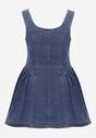 Niebieska Jeansowa Sukienka z Bawełny o Rozkloszowanym Kroju z Guzikami Nikesilea