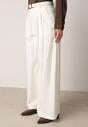 Białe Szerokie Spodnie Wiskozowe w Garniturowym Stylu z Paskiem Qera