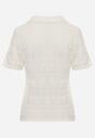 Beżowa Szydełkowa Bluzka z Wiskozy z Guzikami i Kołnierzykiem Calime