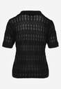 Czarna Szydełkowa Bluzka z Wiskozy z Guzikami i Kołnierzykiem Calime