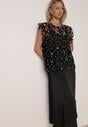 Czarna Satynowa Sukienka na Ramiączka z Wiskozy i Bawełny z Narzutką Messishis