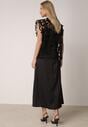 Czarna Satynowa Sukienka na Ramiączka z Wiskozy i Bawełny z Narzutką Messishis
