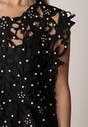 Czarna Satynowa Sukienka na Ramiączka z Wiskozy i Bawełny z Narzutką Messishis