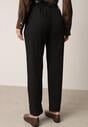 Czarne Eleganckie Spodnie Cygaretki z Wysokim Stanem i Paskiem z Klamerką Diminas