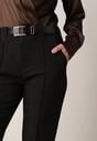 Czarne Eleganckie Spodnie Cygaretki z Wysokim Stanem i Paskiem z Klamerką Diminas