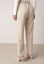 Beżowe Eleganckie Spodnie Cygaretki z Wysokim Stanem i Paskiem z Klamerką Diminas
