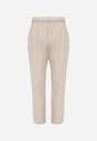 Beżowe Eleganckie Spodnie Cygaretki z Wysokim Stanem i Paskiem z Klamerką Diminas