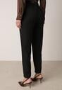 Czarne Spodnie Typu Cygaretki z Wysokim Stanem Paskiem i Klamrą Półksiężycem Vikirae