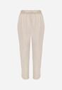 Beżowe Spodnie Typu Cygaretki z Wysokim Stanem Paskiem i Klamrą Półksiężycem Vikirae