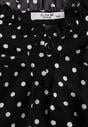 Czarna Wiskozowa Koszula w Kropki ze Stójką z Ozdobnymi Falbanami Isamene