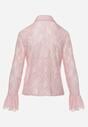 Różowa Koszula Koronkowa z Wiskozy z Bawełną Ozdobiona Falbanami Hermerine