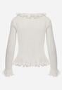 Biała Prążkowana Bluzka z Wiskozą Ozdobiona Falbanami Pronasia