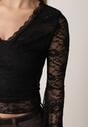 Czarna Koronkowa Bluzka z Rozkloszowanymi Długimi Rękawami Ablea