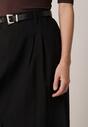 Czarna Wiskozowa Spódnica o Rozkloszowanym Kroju z Rozcięciem i Paskiem Jaelia