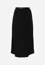 Czarna Wiskozowa Spódnica o Rozkloszowanym Kroju z Rozcięciem i Paskiem Jaelia