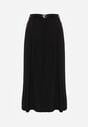 Czarna Wiskozowa Spódnica o Rozkloszowanym Kroju z Plisami i Paskiem Rolea