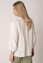 Biała Rustykalna Bluzka z Tencelu Ozdobiona Wiązaniem Koronką i Koralikami Sachi