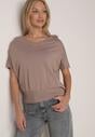 Brązowa Bluzka z Wiskozą o Nietoperzowym Kroju Oromeda