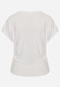 Biały T-shirt z Wiskozy z Trójkątnym Dekoltem Achiore